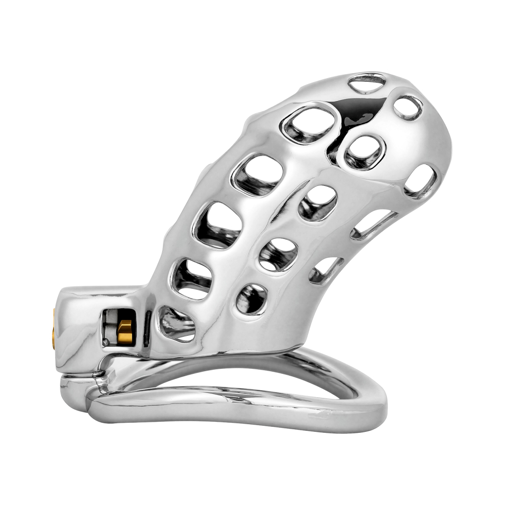 Male Cock Cage Chastity Device - TERNENCE Aluminum Alloy Chastity Cage with 4 Active Rings Lightweight Adult Sex Toy for Men Penis Exercise
