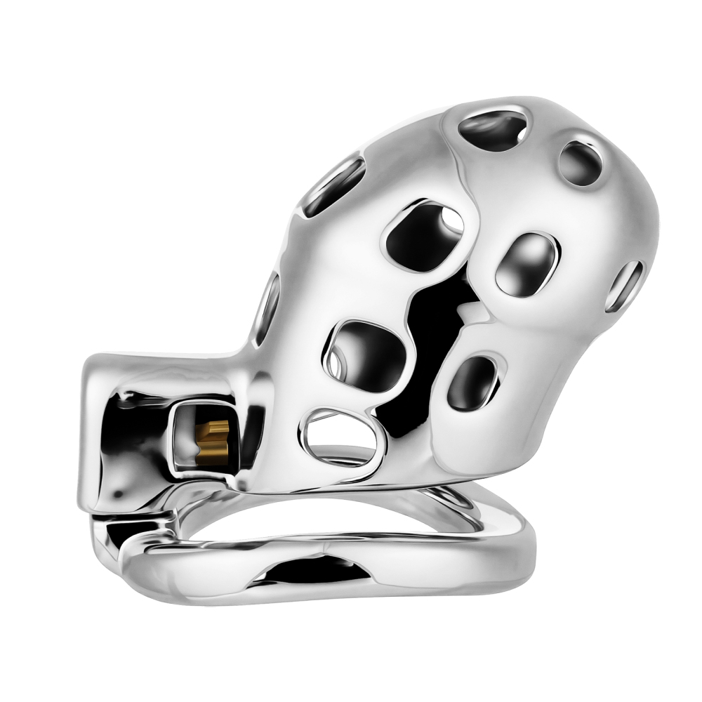 Male Cock Cage Chastity Device - TERNENCE Aluminum Alloy Chastity Cage with 4 Active Rings Lightweight Adult Sex Toy for Men Penis Exercise