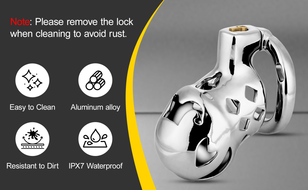Male Chastity Cage, Aluminum Alloy Chastity Device with 4 Sizes Rings and Invisible Lock for Man Penis Exercise Bondage Gear & Accessories Lightweight Adult Sex Toys
