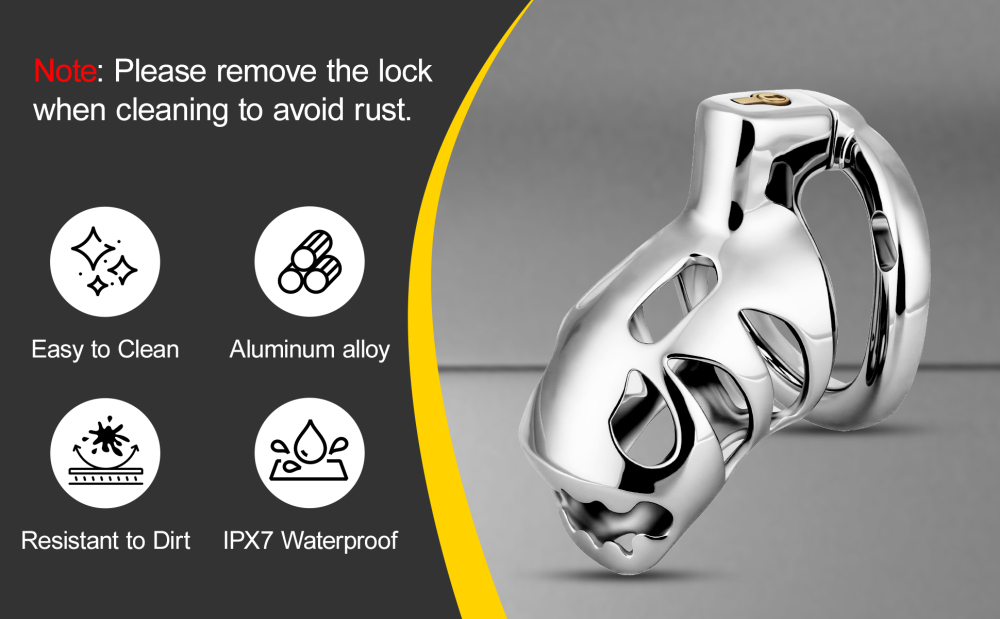 Male Chastity Device Cock Cage Aluminum Alloy Lightweight Invisible Lock Chastity Cage with 4 Active Rings & Keys Adult Sex Toy for Men Penis Exercise and Abstinence