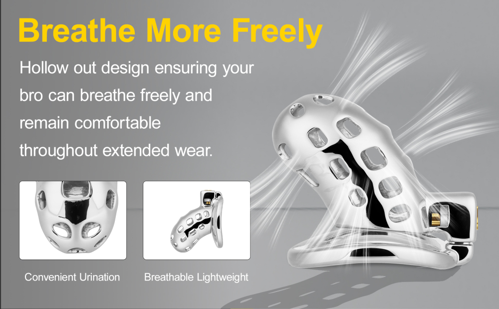 TERNENCE Aluminum Alloy Chastity Cage Lightweight Adult Sex Toy for Men Penis Exercise M Size (only cages do not include rings and locks)