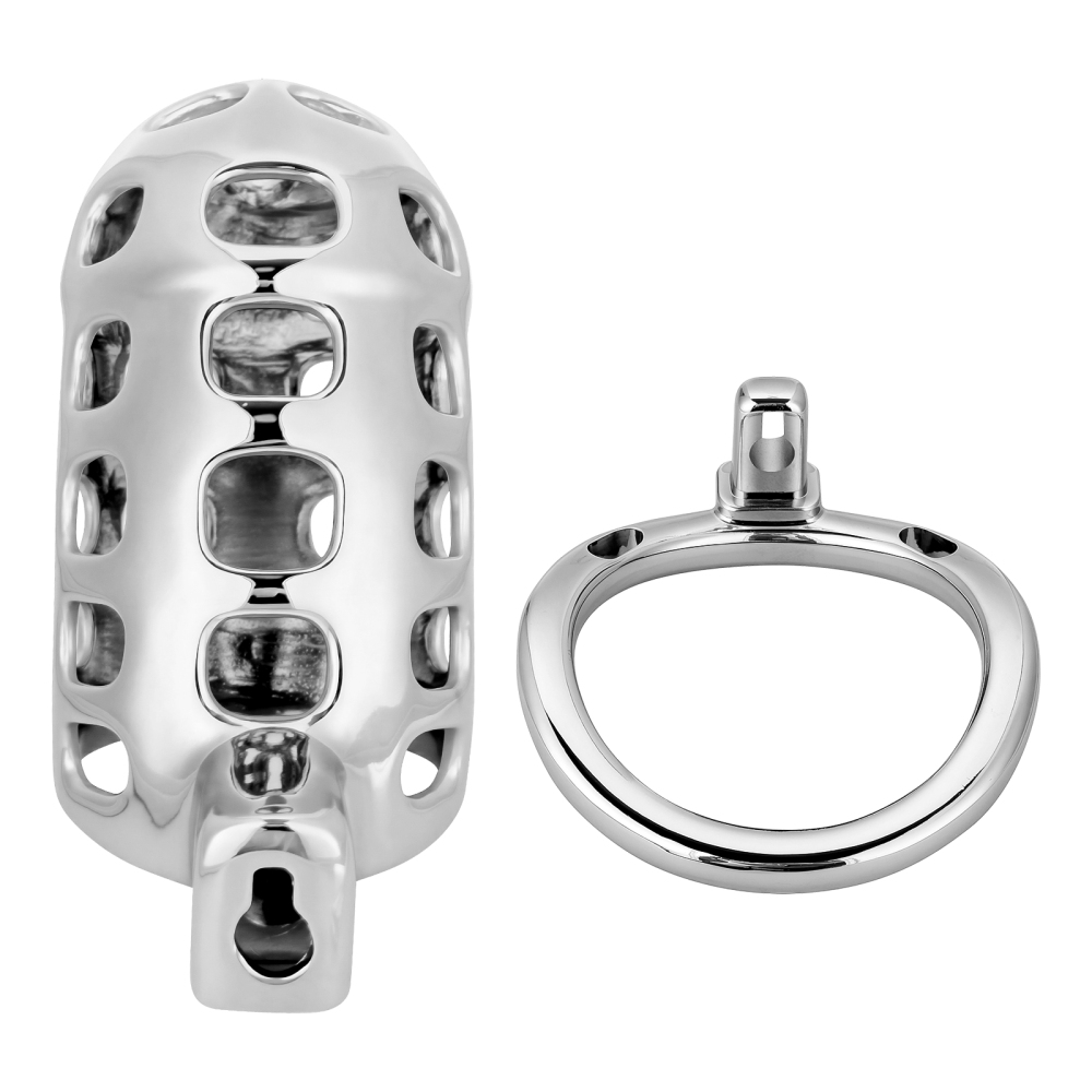 Male Chastity Cage Closed Ring Aluminum Alloy Chastity Device with 4 Sizes Rings for Man Penis Exercise Bondage Gear & Accessories Lightweight Adult Sex Toys