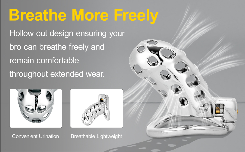 Male Cock Cage Chastity Device - TERNENCE Aluminum Alloy Chastity Cage Lightweight Adult Sex Toy for Men Penis Exercise (only cages do not include rings and locks)