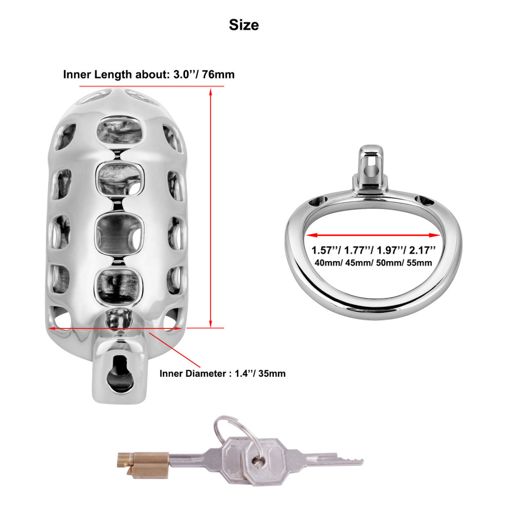 Male Cock Cage Chastity Device - TERNENCE Aluminum Alloy Chastity Cage Lightweight Adult Sex Toy for Men Penis Exercise (only cages do not include rings and locks)