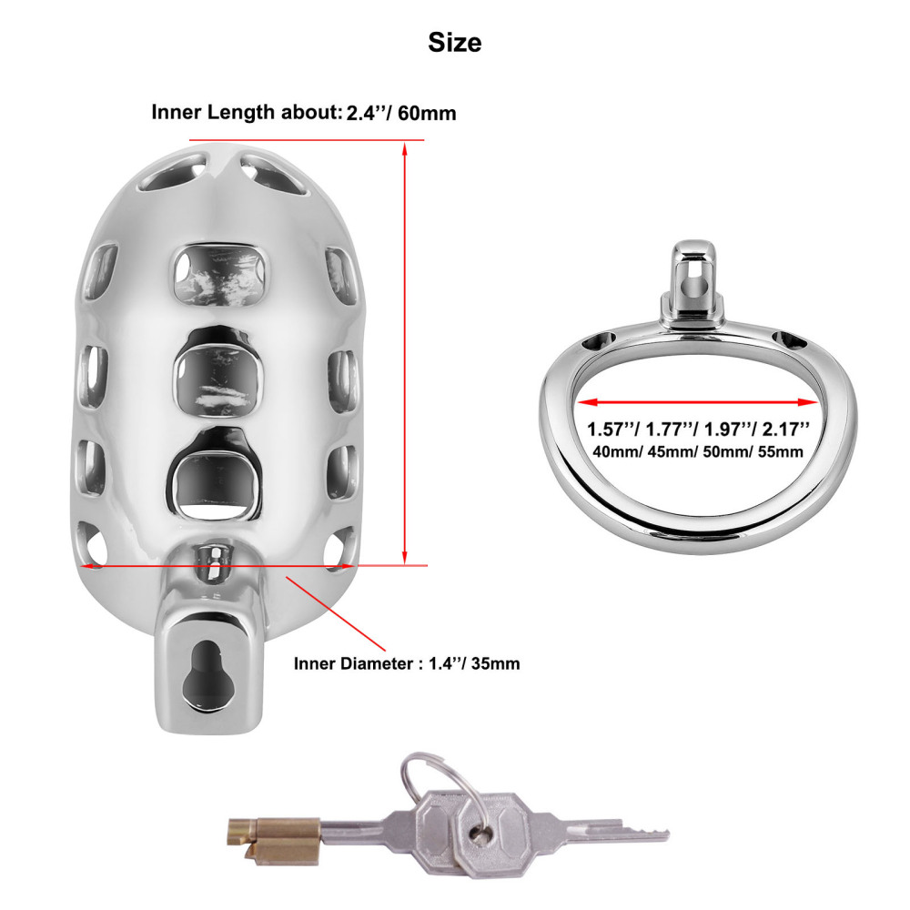 TERNENCE Aluminum Alloy Chastity Cage Lightweight Adult Sex Toy for Men Penis Exercise M Size (only cages do not include rings and locks)