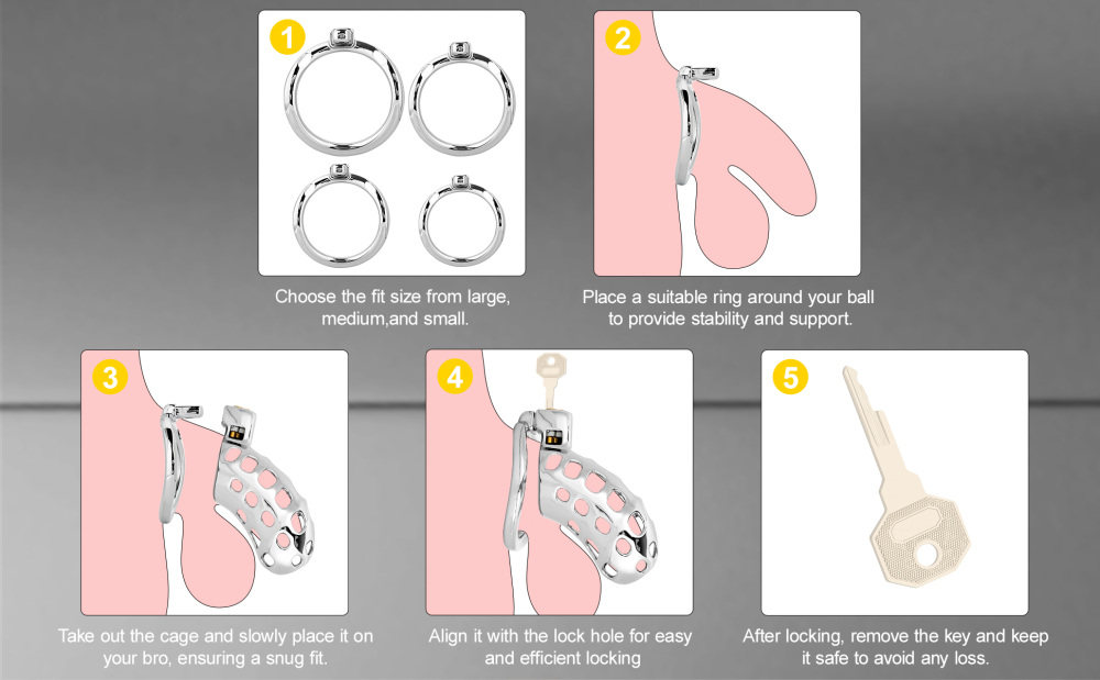 Male Cock Cage Chastity Device - TERNENCE Aluminum Alloy Chastity Cage with 4 Active Rings Lightweight Adult Sex Toy for Men Penis Exercise