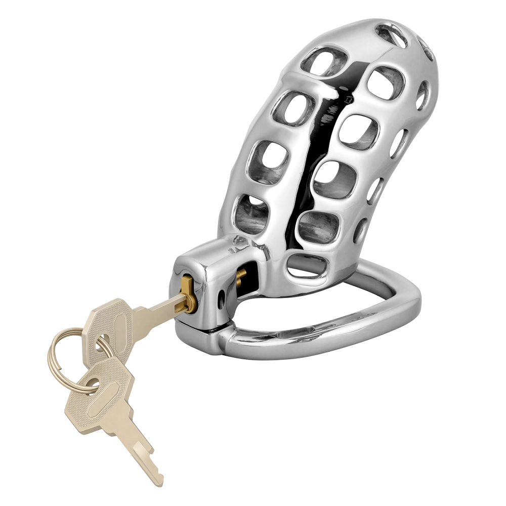 Male Cock Cage Chastity Device - TERNENCE Aluminum Alloy Chastity Cage with 4 Active Rings Lightweight Adult Sex Toy for Men Penis Exercise