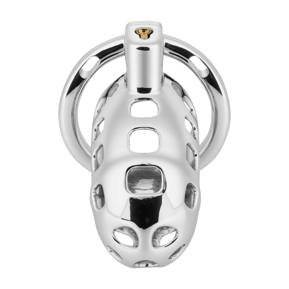 Male Cock Cage Chastity Device - TERNENCE Aluminum Alloy Chastity Cage M Size with 4 Active Rings Lightweight Adult Sex Toy for Men Penis Exercise