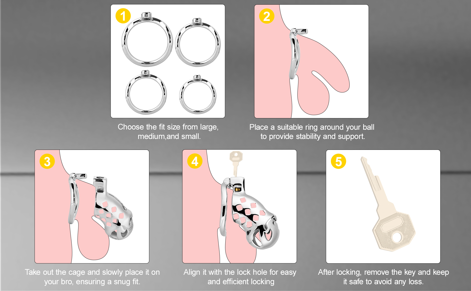 Male Chastity Cage, Aluminum Alloy Chastity Device with 4 Sizes Rings and Invisible Lock for Man Penis Exercise Bondage Gear & Accessories Lightweight Adult Sex Toys
