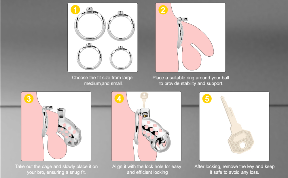 Male Chastity Cage, Aluminum Alloy Chastity Device with 4 Sizes Rings and Invisible Lock for Man Penis Exercise Bondage Gear & Accessories Lightweight Adult Sex Toys