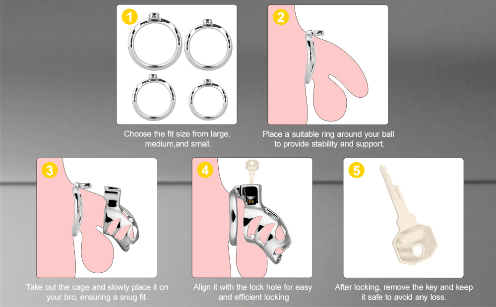 Male Chastity Device Cock Cage Aluminum Alloy Lightweight Invisible Lock Chastity Cage with 4 Active Rings & Keys Adult Sex Toy for Men Penis Exercise and Abstinence
