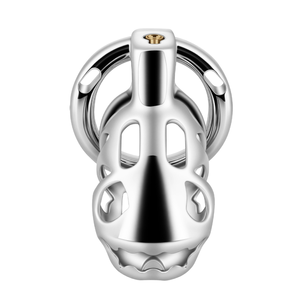 Male Chastity Device Cock Cage Aluminum Alloy Lightweight Invisible Lock Chastity Cage with 4 Active Rings & Keys Adult Sex Toy for Men Penis Exercise and Abstinence