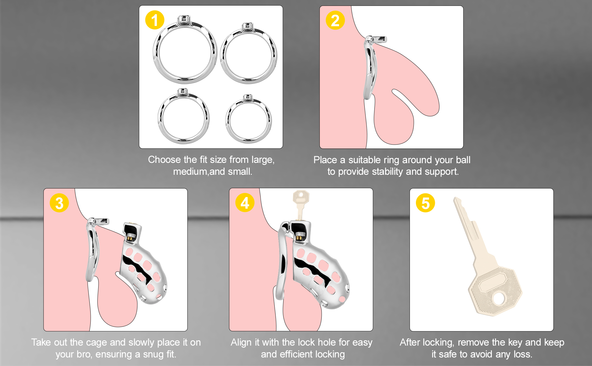 TERNENCE Aluminum Alloy Chastity Cage Lightweight Adult Sex Toy for Men Penis Exercise M Size (only cages do not include rings and locks)