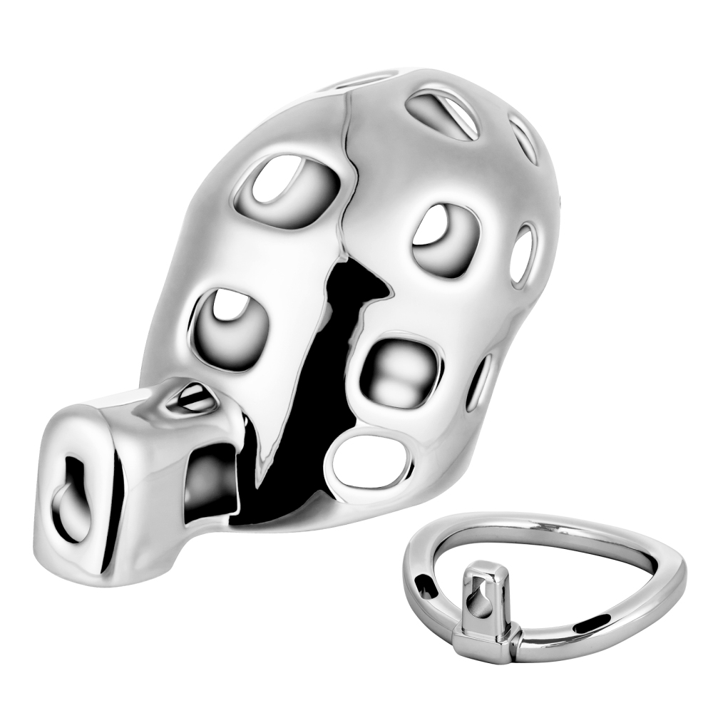 Male Cock Cage Chastity Device - TERNENCE Aluminum Alloy Chastity Cage with 4 Active Rings Lightweight Adult Sex Toy for Men Penis Exercise