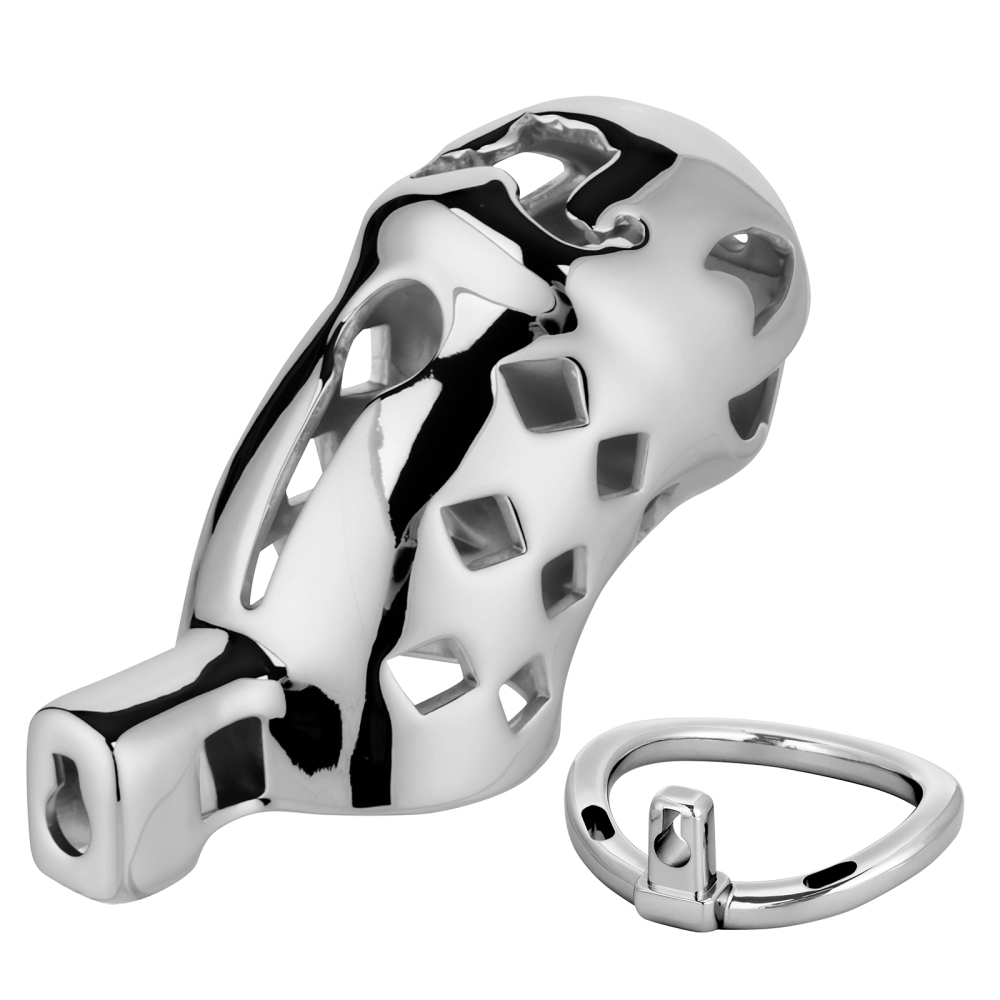 Male Chastity Cage, Aluminum Alloy Chastity Device with 4 Sizes Rings and Invisible Lock for Man Penis Exercise Bondage Gear & Accessories Lightweight Adult Sex Toys