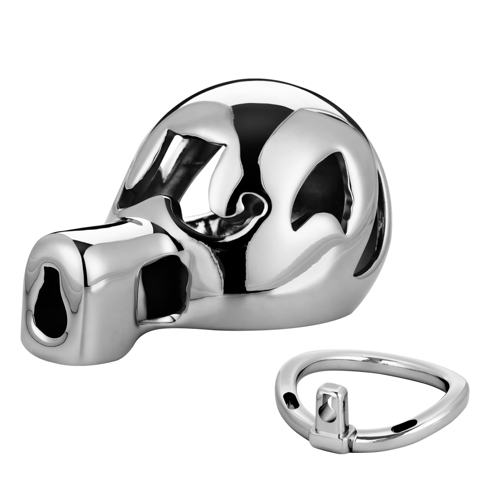 Male Chastity Cage, Aluminum Alloy Chastity Device with 4 Sizes Rings and Invisible Lock for Man Penis Exercise Bondage Gear & Accessories Lightweight Adult Sex Toys
