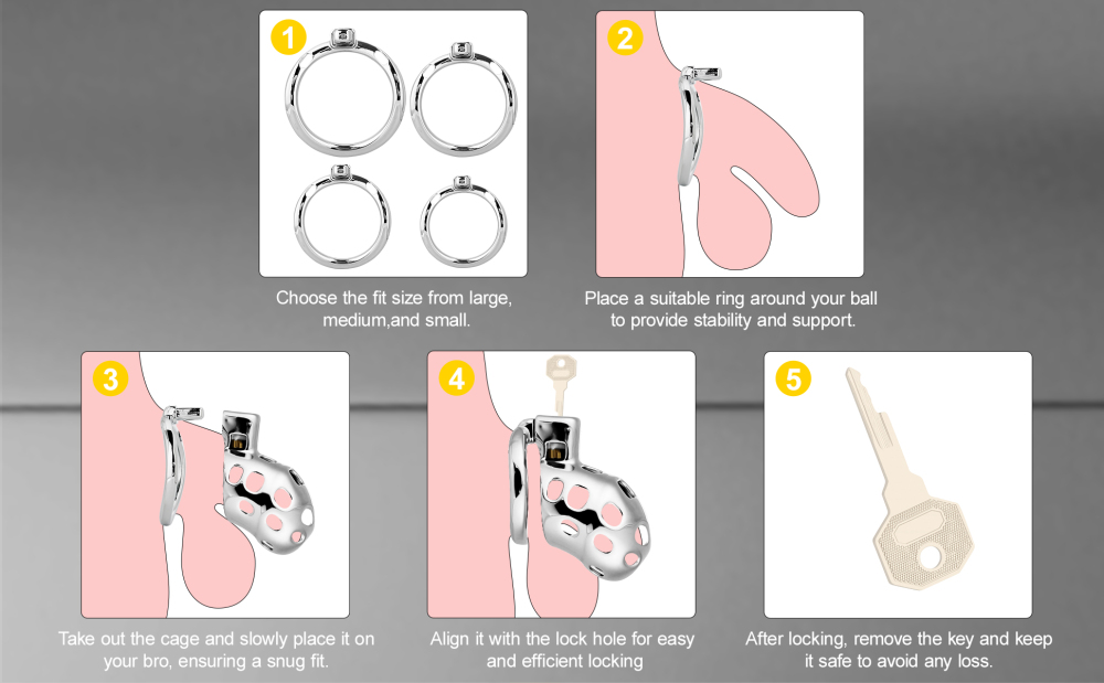 Male Cock Cage Chastity Device - TERNENCE Aluminum Alloy Chastity Cage with 4 Active Rings Lightweight Adult Sex Toy for Men Penis Exercise