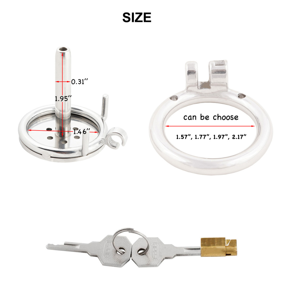 Male Super Short Chastity Device Cage Men's Penis Lock with Stainless Steel Catheter
