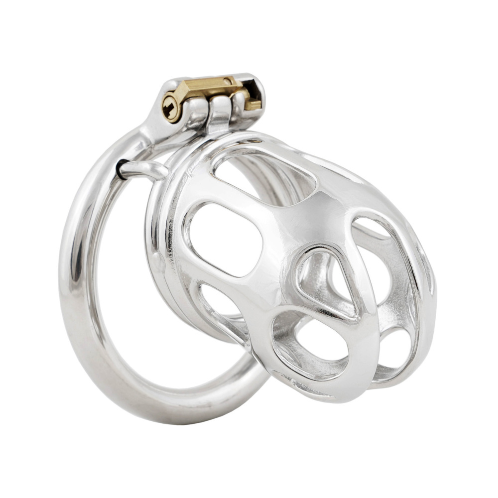 Male Chastity Device Stainless Steel Penis Cock Cage Virginity Lock Sex Toys for Men (only cages do not include rings and locks)