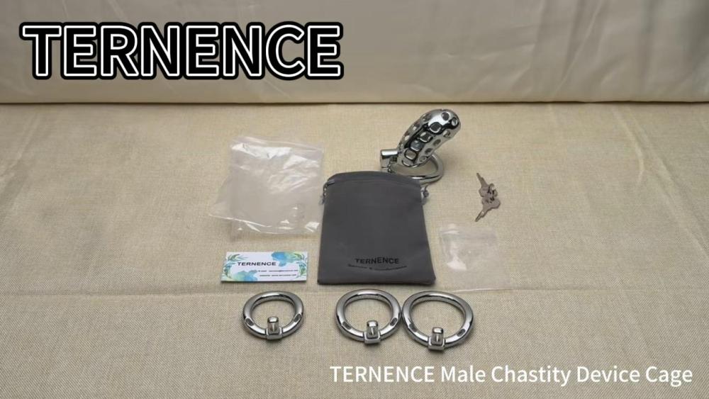 Male Cock Cage Chastity Device - TERNENCE Aluminum Alloy Chastity Cage with 4 Active Rings Lightweight Adult Sex Toy for Men Penis Exercise