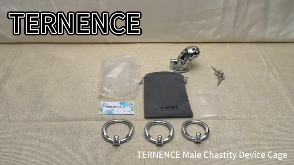 Male Cock Cage Chastity Device - TERNENCE Aluminum Alloy Chastity Cage M Size with 4 Active Rings Lightweight Adult Sex Toy for Men Penis Exercise