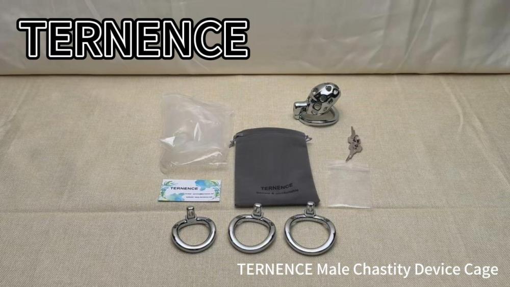Male Cock Cage Chastity Device - TERNENCE Aluminum Alloy Chastity Cage with 4 Active Rings Lightweight Adult Sex Toy for Men Penis Exercise