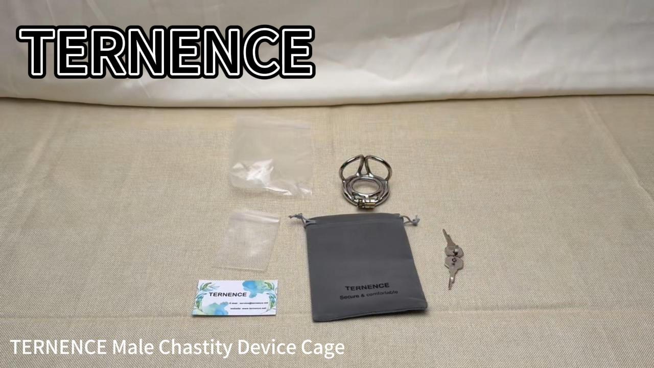 Ternence Metal Male Chastity Device 304 Steel Stainless Comfortable Closed Ring Cock Cage with Scrotum Separation Ring