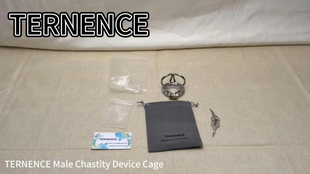 Ternence Metal Male Chastity Device 304 Steel Stainless Comfortable Closed Ring Cock Cage with Scrotum Separation Ring