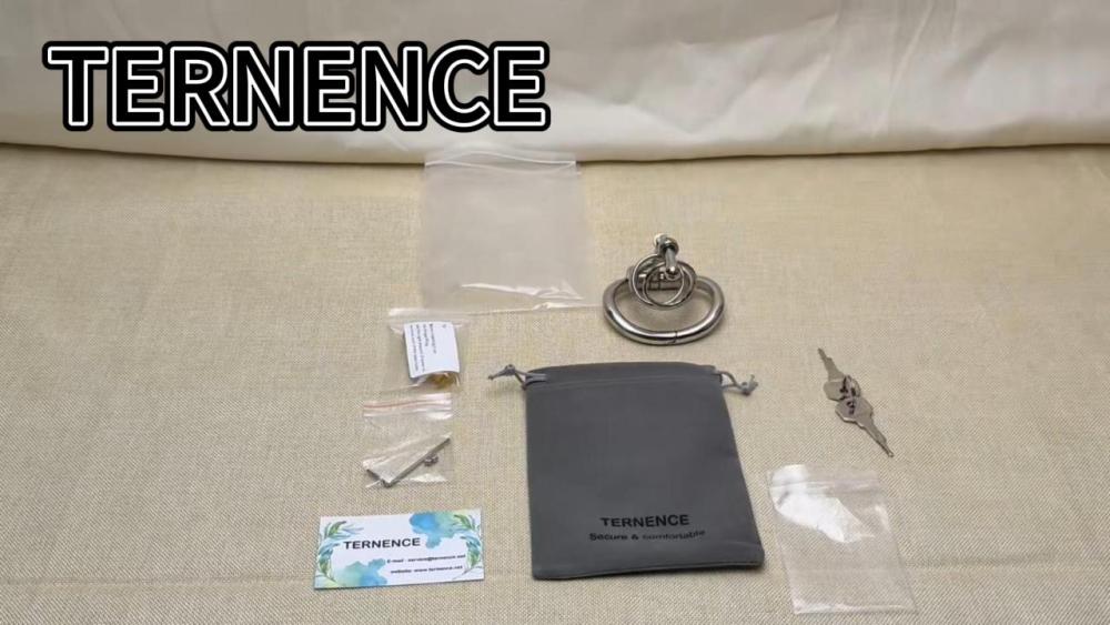 Ternence Male Chastity Device Dual-Ring Cage with Adjustable Length Ergonomic Design Stainless Steel Hinged Ring Male Cock Cage