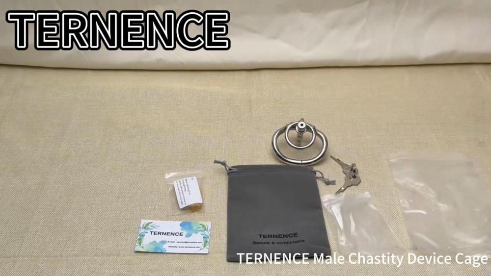 Ternence Male Chastity Device with Detachable Stainless Steel Catheter Ergonomic Design Hinged Ring Men Cock Cage