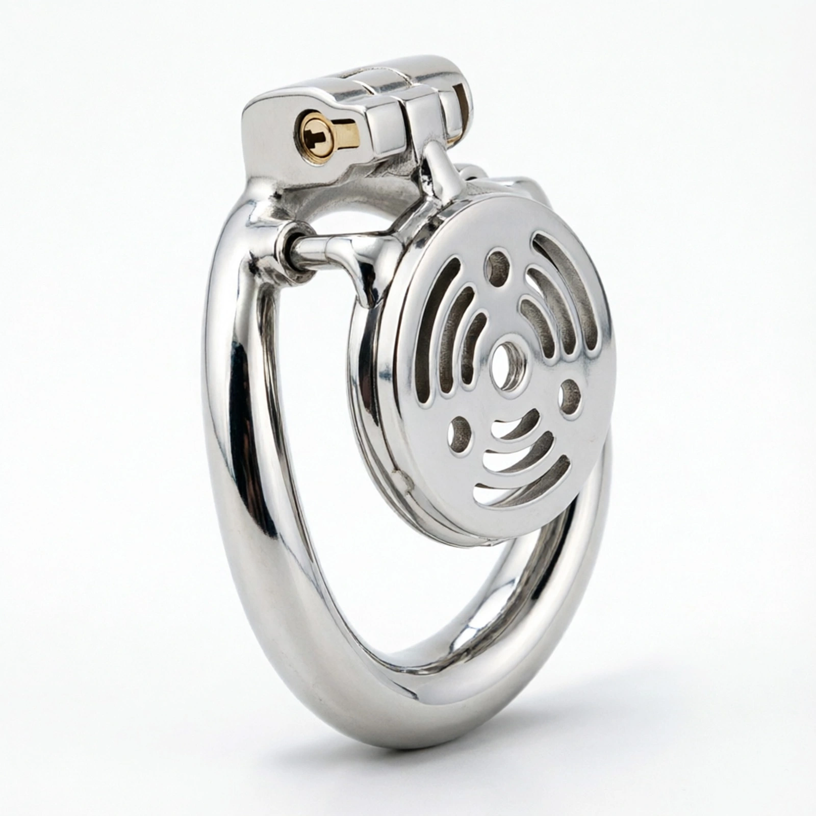 Ternence 304 Stainless Steel Short Flat Chastity Cage – Ergonomic Heavy Solid Ring, Closed Base Ring, Short Penis Cage, Metal Cock Cage with Silent Lock for Male Chastity