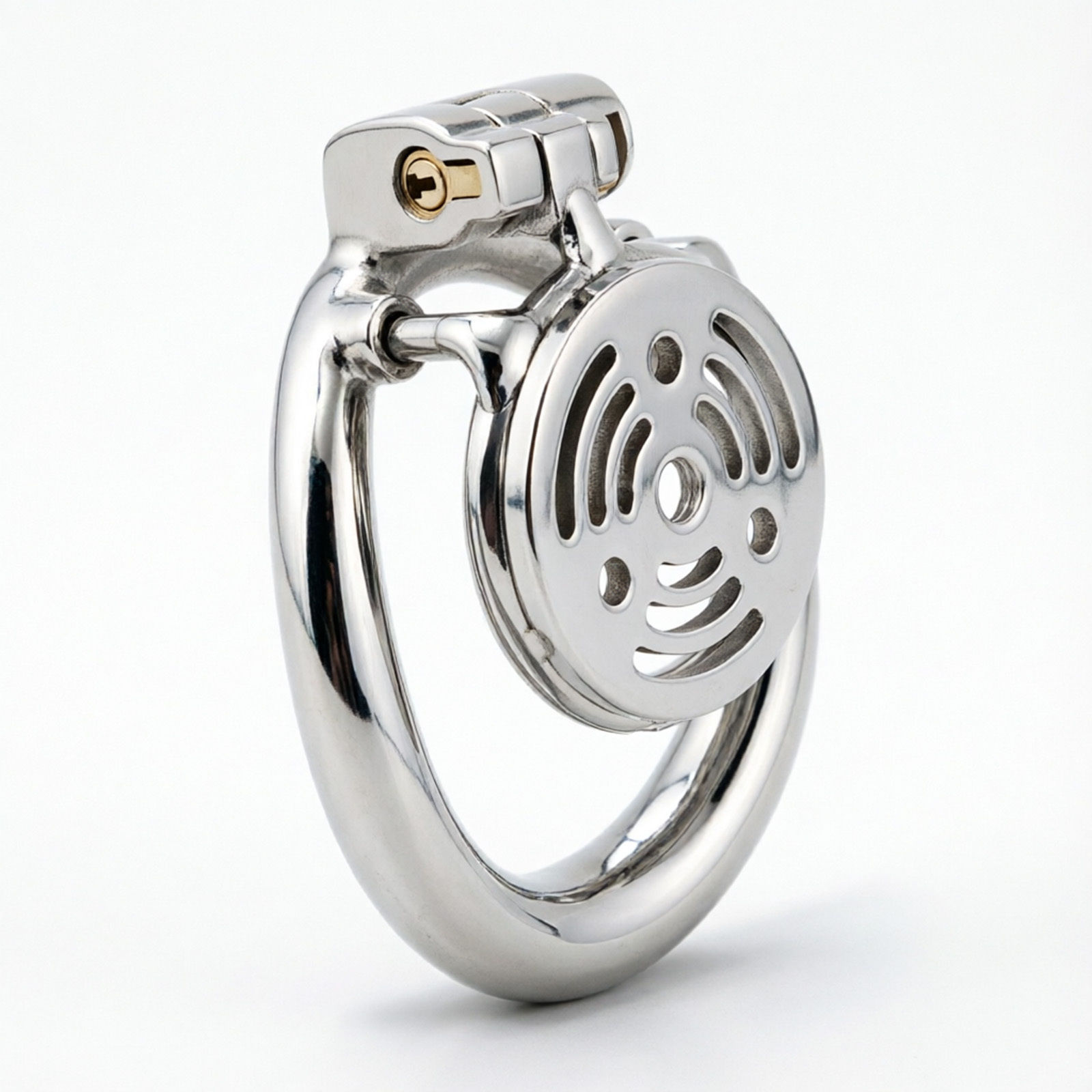 Ternence 304 Stainless Steel Short Flat Chastity Cage – Ergonomic Heavy Solid Ring, Closed Base Ring, Short Penis Cage, Metal Cock Cage with Silent Lock for Male Chastity