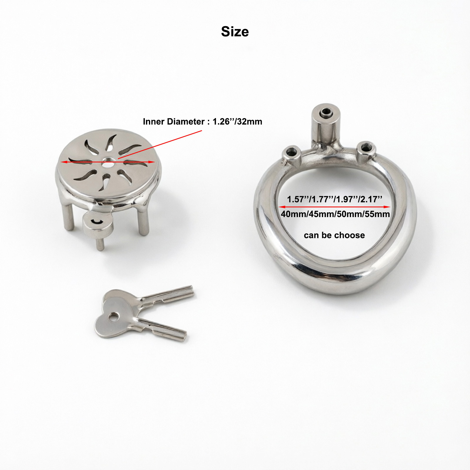 Ternence 304 Stainless Steel Short Flat Chastity Cage – Push-to-Lock Click Lock, Ergonomic Closed Ring, Male Chastity Device, Secure Cock Cage for Daily Wear – Silver
