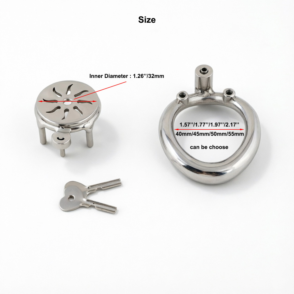 Ternence 304 Stainless Steel Short Flat Chastity Cage – Push-to-Lock Click Lock, Ergonomic Closed Ring, Male Chastity Device, Secure Cock Cage for Daily Wear – Silver
