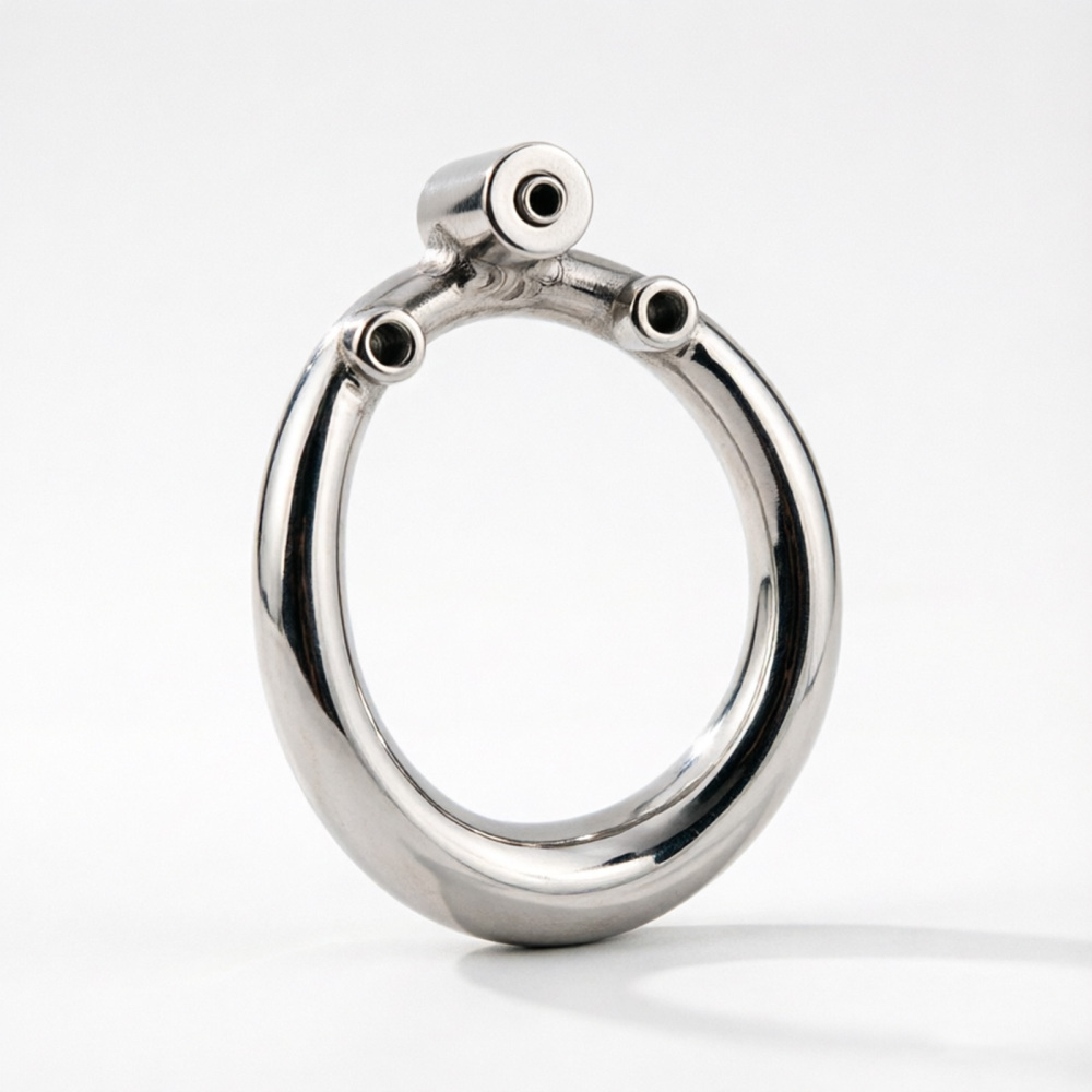 Ternence 304 Stainless Steel Replacement Base Ring for Push-to-Lock Chastity Cage – Closed Ring, Available in 4 Sizes, Ergonomic Cock Cage Ring for Male Chastity Device – Silver