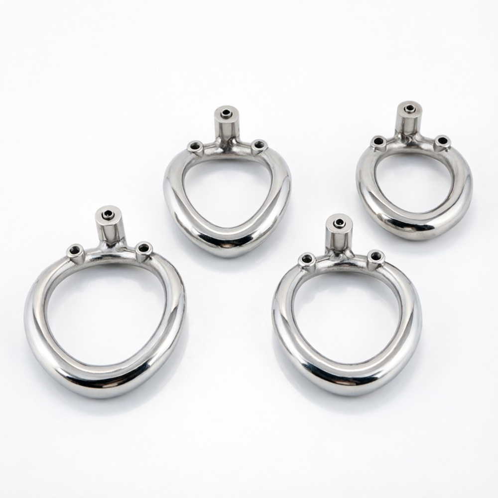 Ternence 304 Stainless Steel Replacement Base Ring for Push-to-Lock Chastity Cage – Closed Ring, Available in 4 Sizes, Ergonomic Cock Cage Ring for Male Chastity Device – Silver