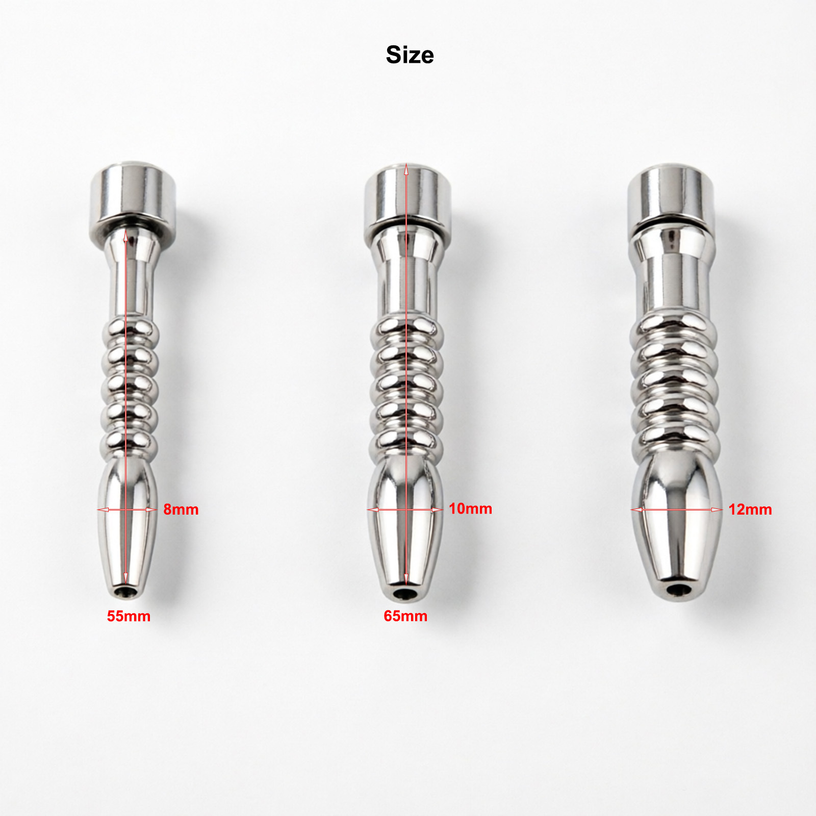 Ternence 304 Stainless Steel Hollow Urethral Sound for Flat Chastity Cage – 3 Size Options, Penis Plug & Urinary Catheter for Male Chastity Device, Smooth Polish Urethra Tube – Silver
