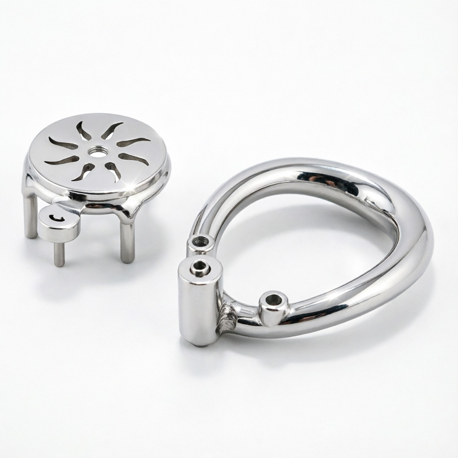 Ternence 304 Stainless Steel Short Flat Chastity Cage – Push-to-Lock Click Lock, Ergonomic Closed Ring, Male Chastity Device, Secure Cock Cage for Daily Wear – Silver