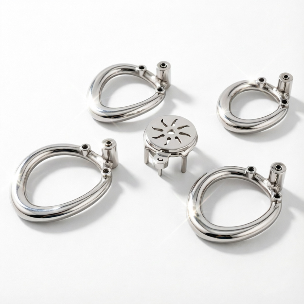 Ternence 304 Stainless Steel Short Flat Chastity Cage – Push-to-Lock Click Lock, Ergonomic Closed Ring, Male Chastity Device, Secure Cock Cage for Daily Wear – Silver
