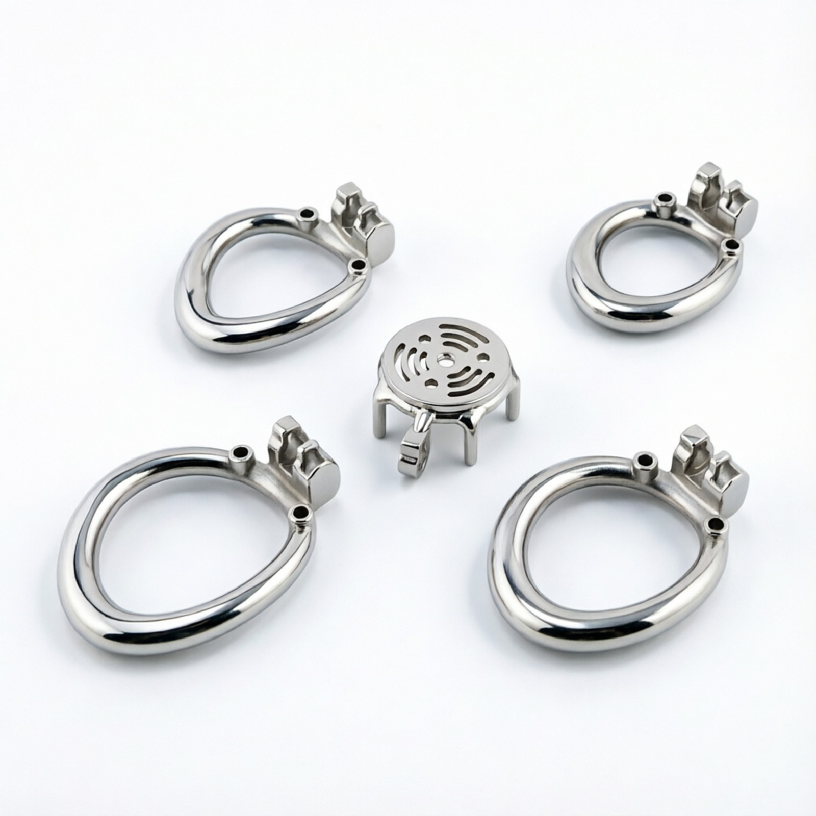 Ternence 304 Stainless Steel Short Flat Chastity Cage – Ergonomic Heavy Solid Ring, Closed Base Ring, Short Penis Cage, Metal Cock Cage with Silent Lock for Male Chastity