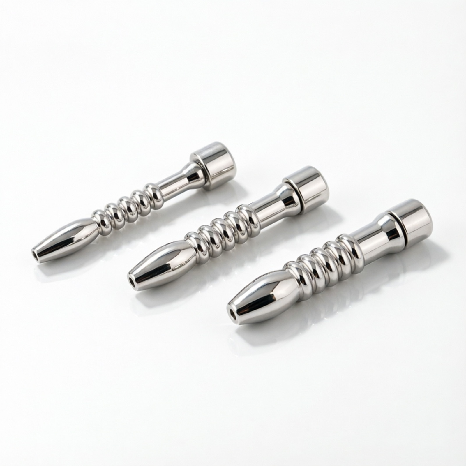 Ternence 304 Stainless Steel Hollow Urethral Sound for Flat Chastity Cage – 3 Size Options, Penis Plug & Urinary Catheter for Male Chastity Device, Smooth Polish Urethra Tube – Silver