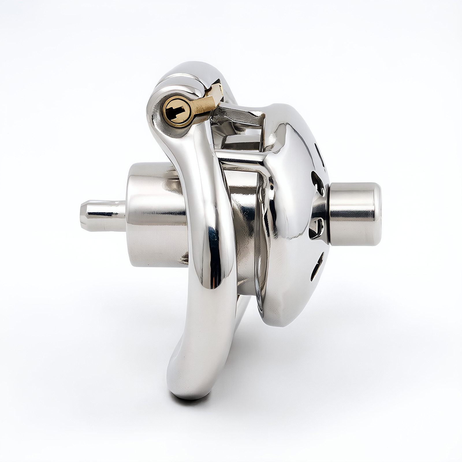 Ternence Stainless Steel Inverted Chastity Cage with Stainless Urethral Tube Hinged Ring, Medical-Grade Negative Cage, Silent Lock, Deep Retraction BDSM Device for Male Chastity – Silver