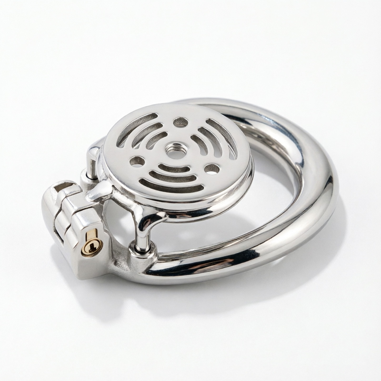 Ternence 304 Stainless Steel Short Flat Chastity Cage – Ergonomic Heavy Solid Ring, Closed Base Ring, Short Penis Cage, Metal Cock Cage with Silent Lock for Male Chastity