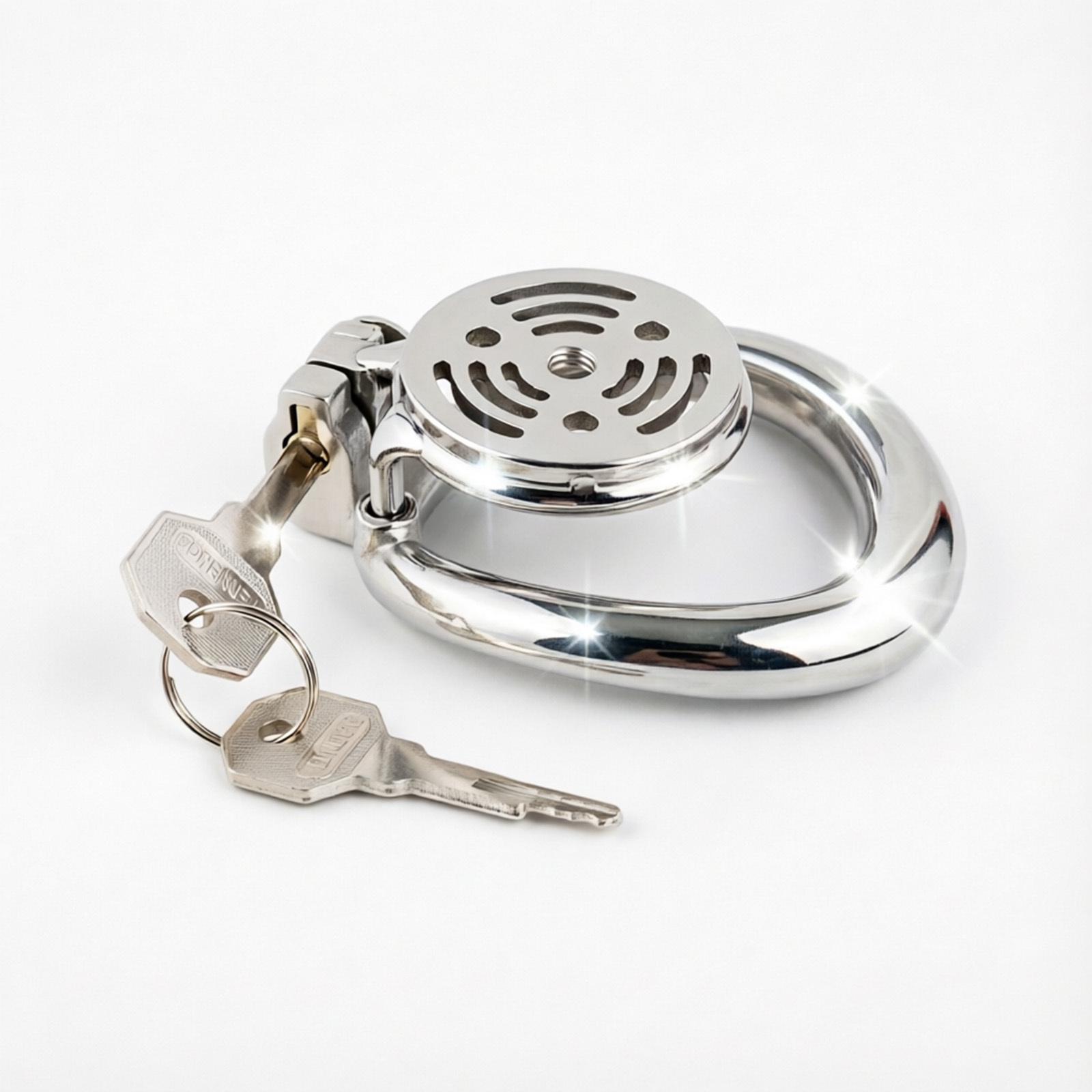 Ternence 304 Stainless Steel Short Flat Chastity Cage – Ergonomic Heavy Solid Ring, Closed Base Ring, Short Penis Cage, Metal Cock Cage with Silent Lock for Male Chastity