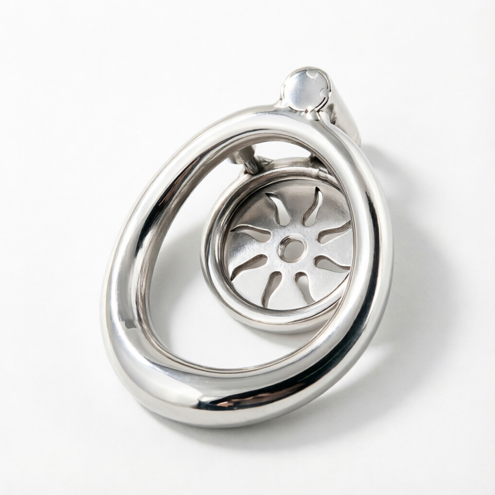 Ternence 304 Stainless Steel Short Flat Chastity Cage – Push-to-Lock Click Lock, Ergonomic Closed Ring, Male Chastity Device, Secure Cock Cage for Daily Wear – Silver