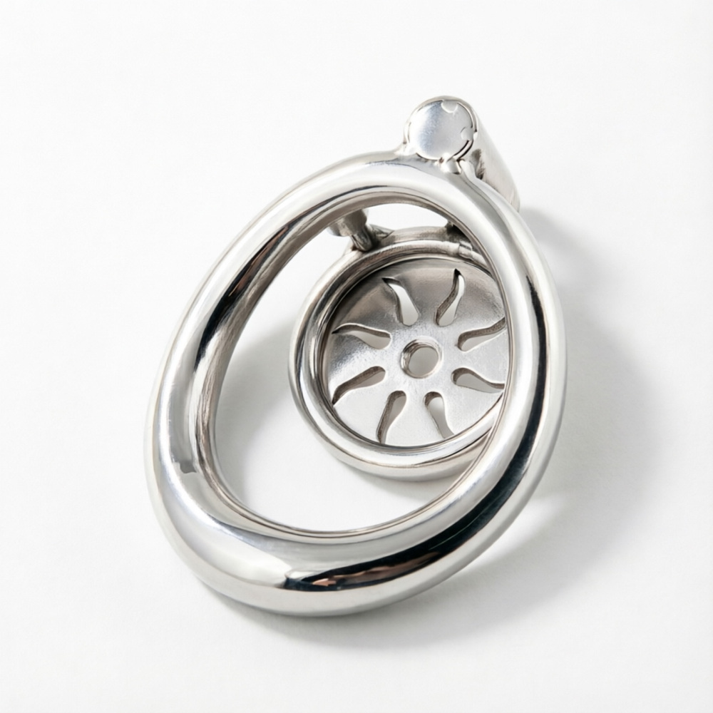 Ternence 304 Stainless Steel Short Flat Chastity Cage – Push-to-Lock Click Lock, Ergonomic Closed Ring, Male Chastity Device, Secure Cock Cage for Daily Wear – Silver
