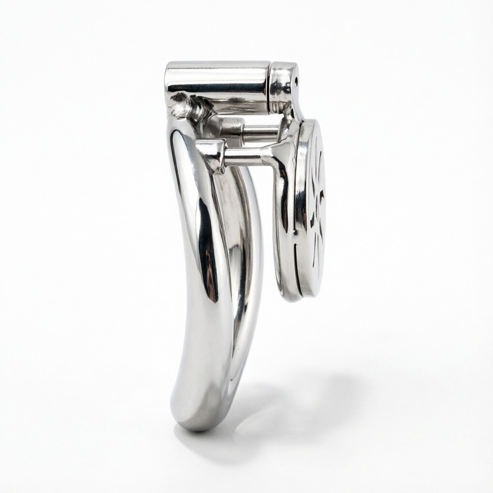 Ternence 304 Stainless Steel Short Flat Chastity Cage – Push-to-Lock Click Lock, Ergonomic Closed Ring, Male Chastity Device, Secure Cock Cage for Daily Wear – Silver