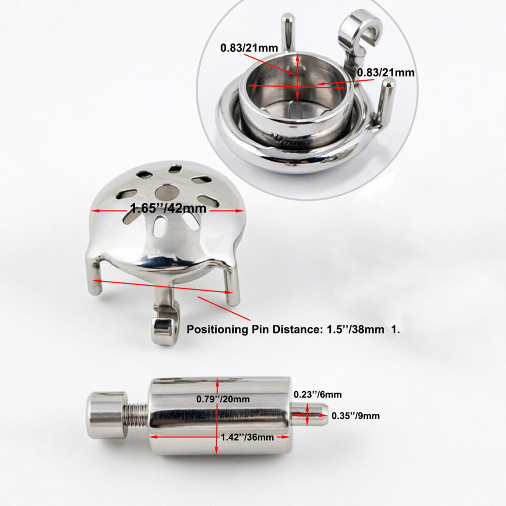 Ternence Stainless Steel Inverted Chastity Cage with Stainless Urethral Tube Hinged Ring, Medical-Grade Negative Cage, Silent Lock, Deep Retraction BDSM Device for Male Chastity (only cages do not include rings and locks)