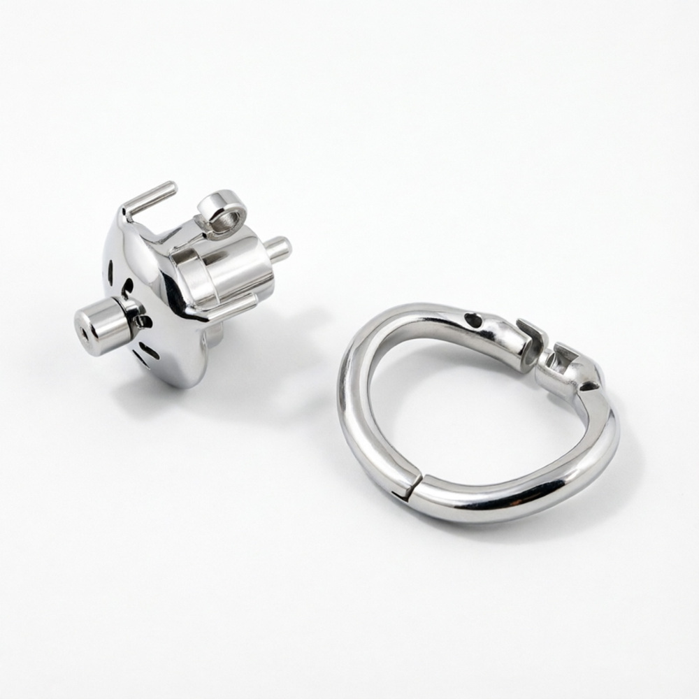 Ternence Stainless Steel Inverted Chastity Cage with Stainless Urethral Tube Hinged Ring, Medical-Grade Negative Cage, Silent Lock, Deep Retraction BDSM Device for Male Chastity (only cages do not include rings and locks)