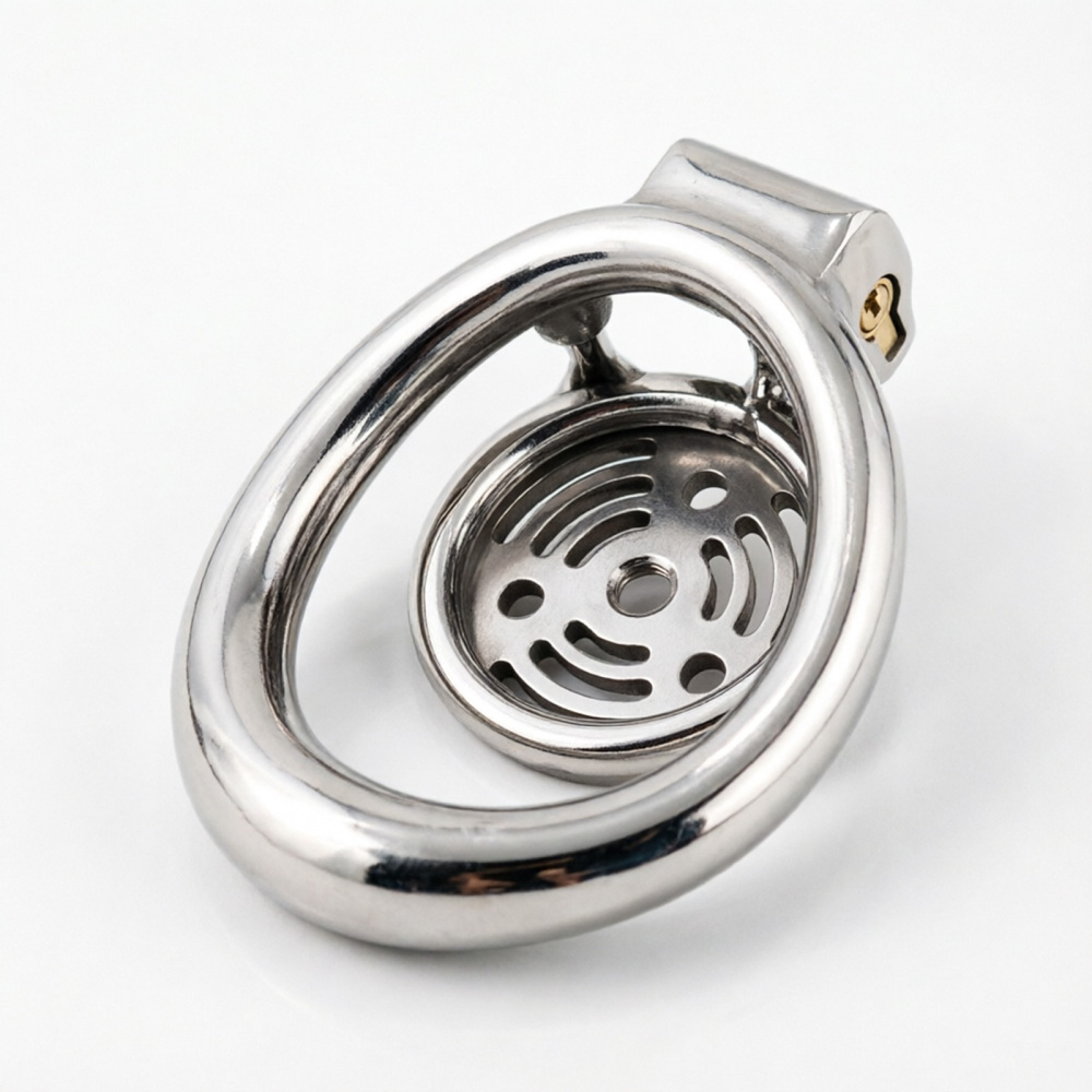 Ternence 304 Stainless Steel Short Flat Chastity Cage – Ergonomic Heavy Solid Ring, Closed Base Ring, Short Penis Cage, Metal Cock Cage with Silent Lock for Male Chastity (only cages do not include rings and locks)